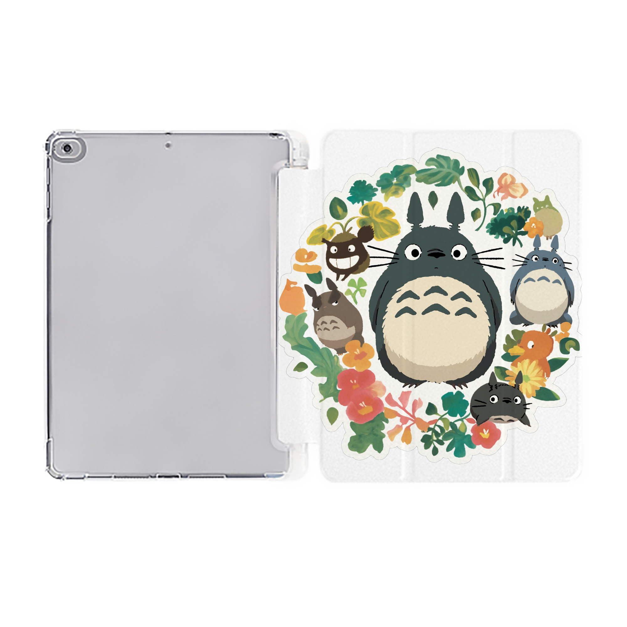 （画像用） となりのトトロ 草壁メイ 草壁サツキ My Neighbor Totoro Satsuki Kusakabe Mei Kusakabe IPad ケース ペン収納付き 三つ折りスタンド PUレザー×シリコン 対応機種9.5/10.5/10.9インチ